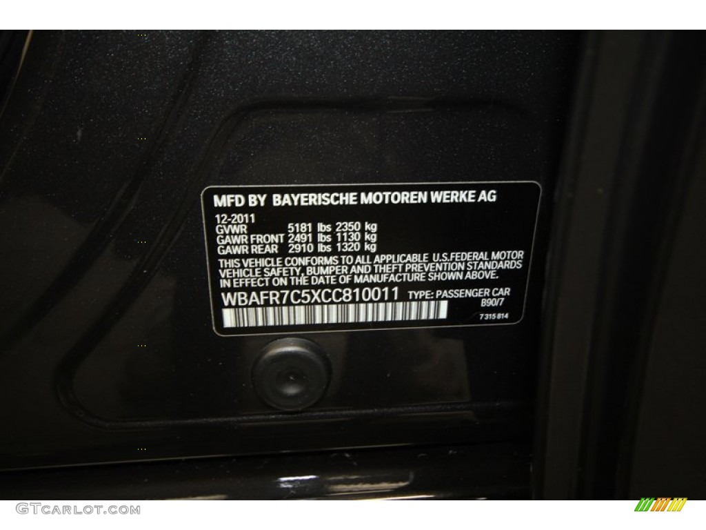 2012 5 Series Color Code B90 for Dark Graphite Metallic II Photo #73483193