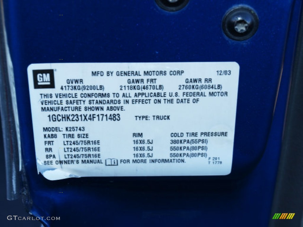2004 Silverado 2500HD LS Crew Cab 4x4 - Arrival Blue Metallic / Dark Charcoal photo #15