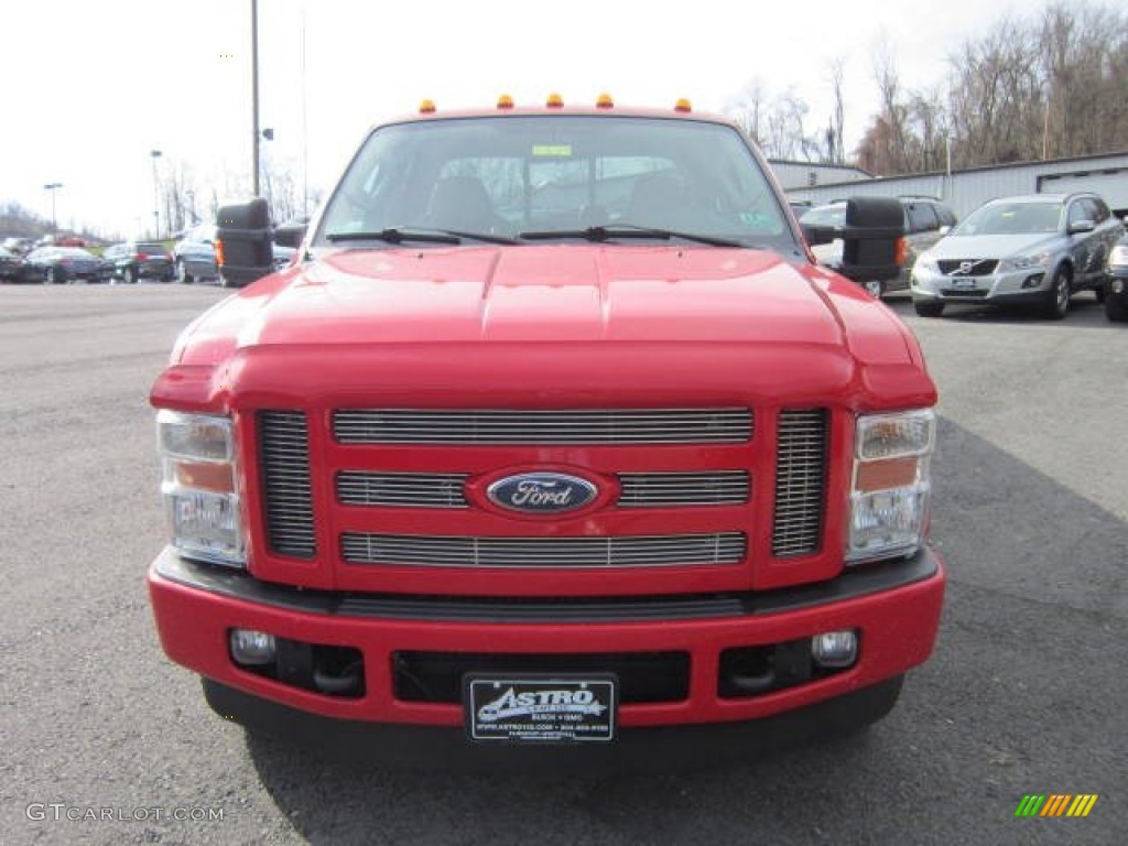 2008 F350 Super Duty XLT Crew Cab 4x4 Dually - Bright Red / Medium Stone photo #2