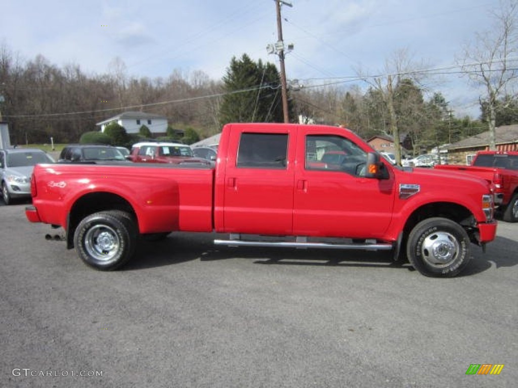 Bright Red 2008 Ford F350 Super Duty XLT Crew Cab 4x4 Dually Exterior Photo #73490582