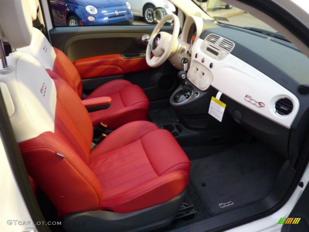 Rosso/Avorio (Red/Ivory) Interior 2013 Fiat 500 c cabrio Lounge Photo #73496306