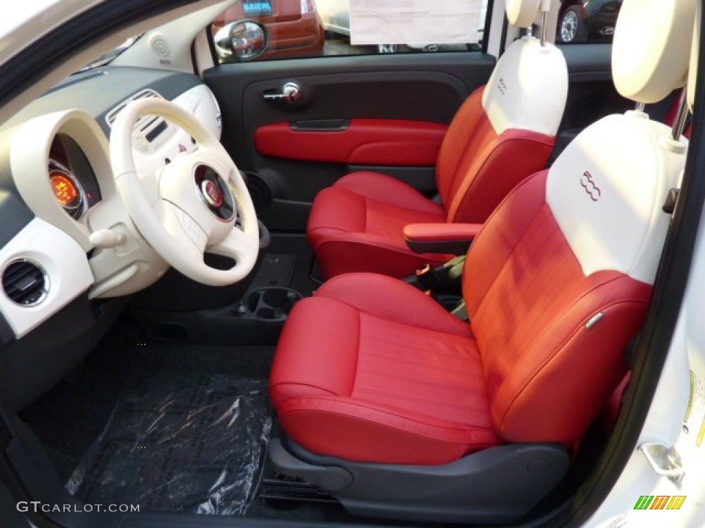 Rosso/Avorio (Red/Ivory) Interior 2013 Fiat 500 c cabrio Lounge Photo #73496352