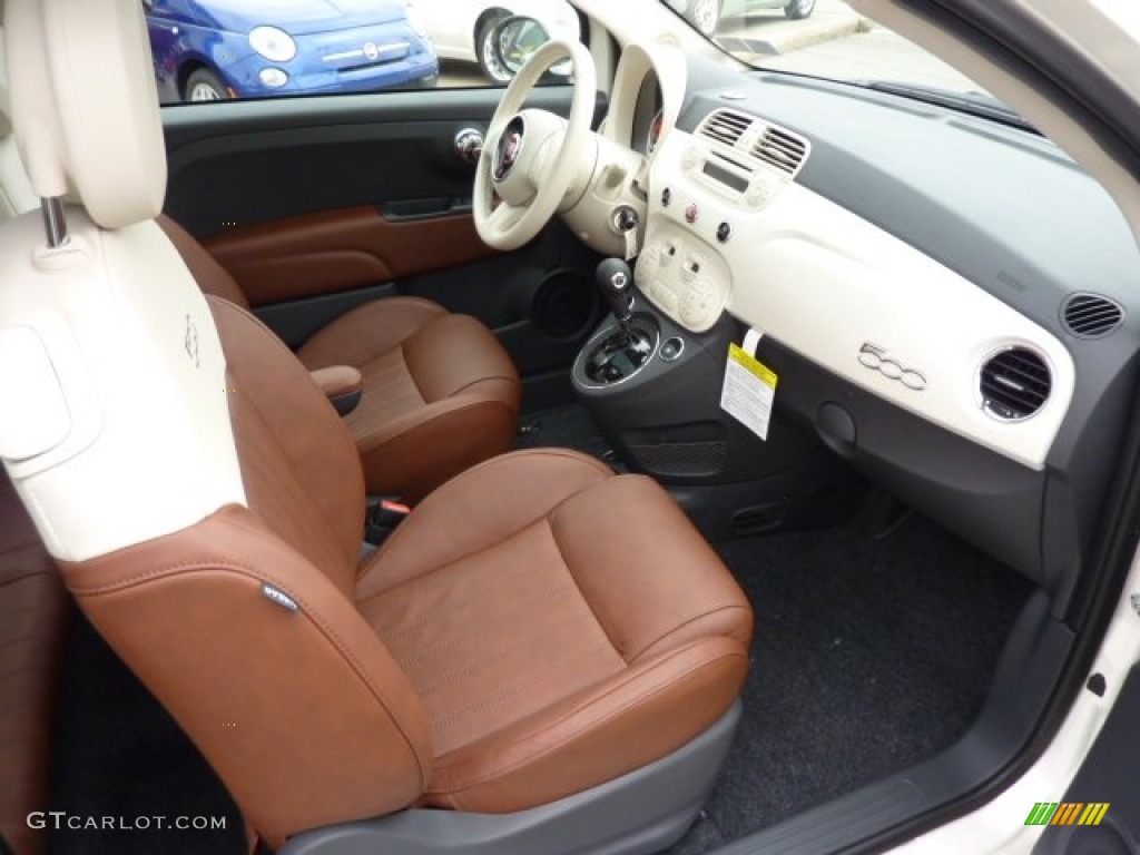 Pelle Marrone/Avorio (Brown/Ivory) Interior 2012 Fiat 500 Lounge Photo #73499988