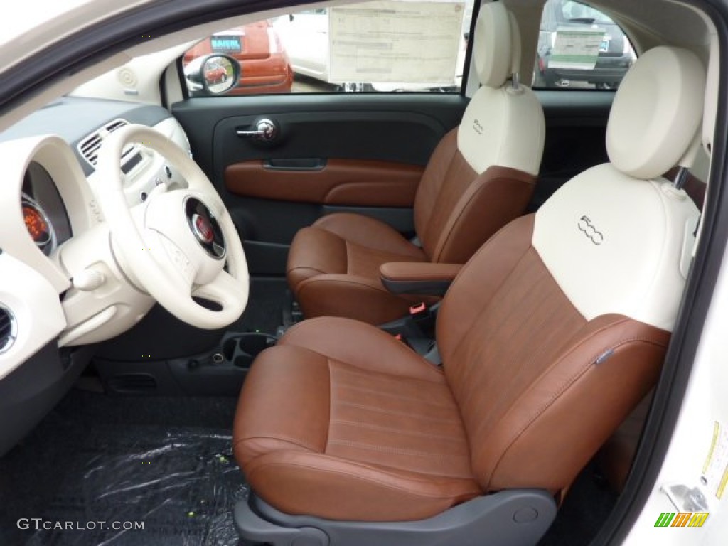 Pelle Marrone/Avorio (Brown/Ivory) Interior 2012 Fiat 500 Lounge Photo #73500044