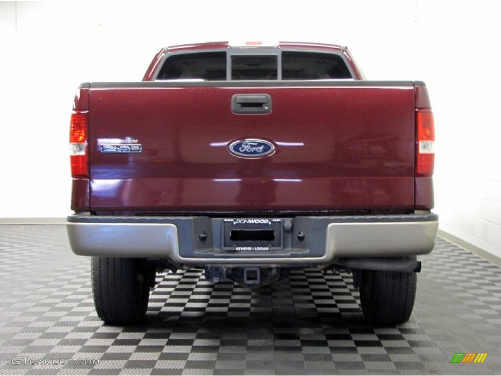 2005 F150 Lariat SuperCrew 4x4 - Dark Toreador Red Metallic / Tan photo #4