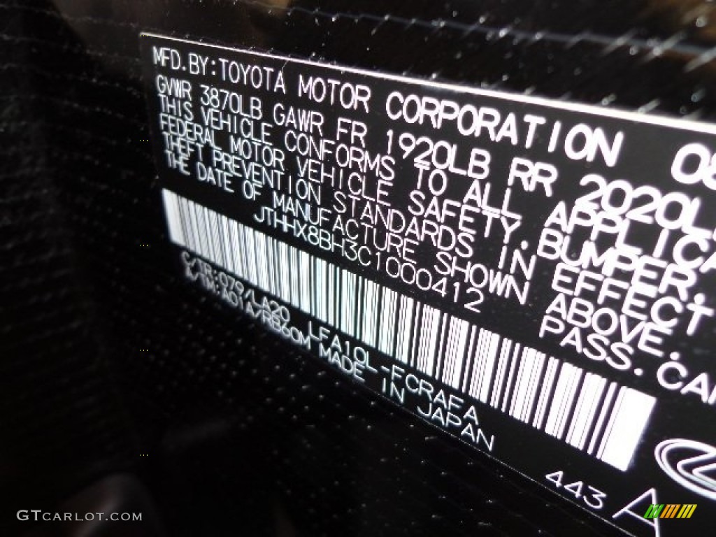 079 2012 Lexus LFA Coupe Parts