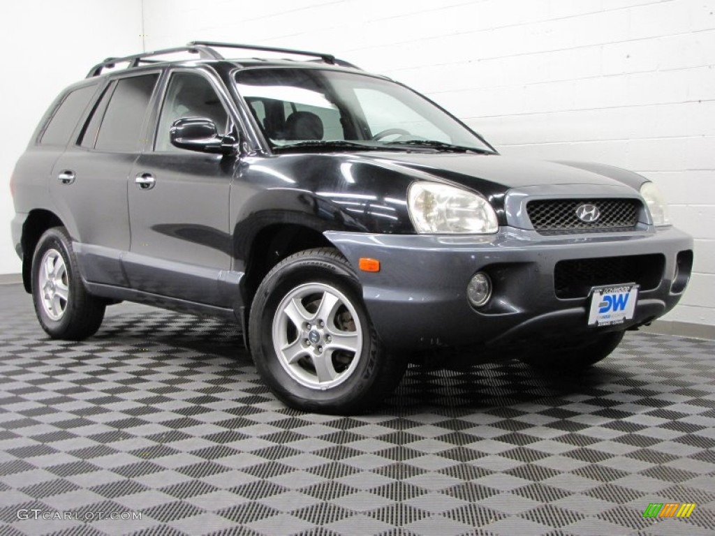 2004 Santa Fe LX 4WD - Black Obsidian / Gray photo #1