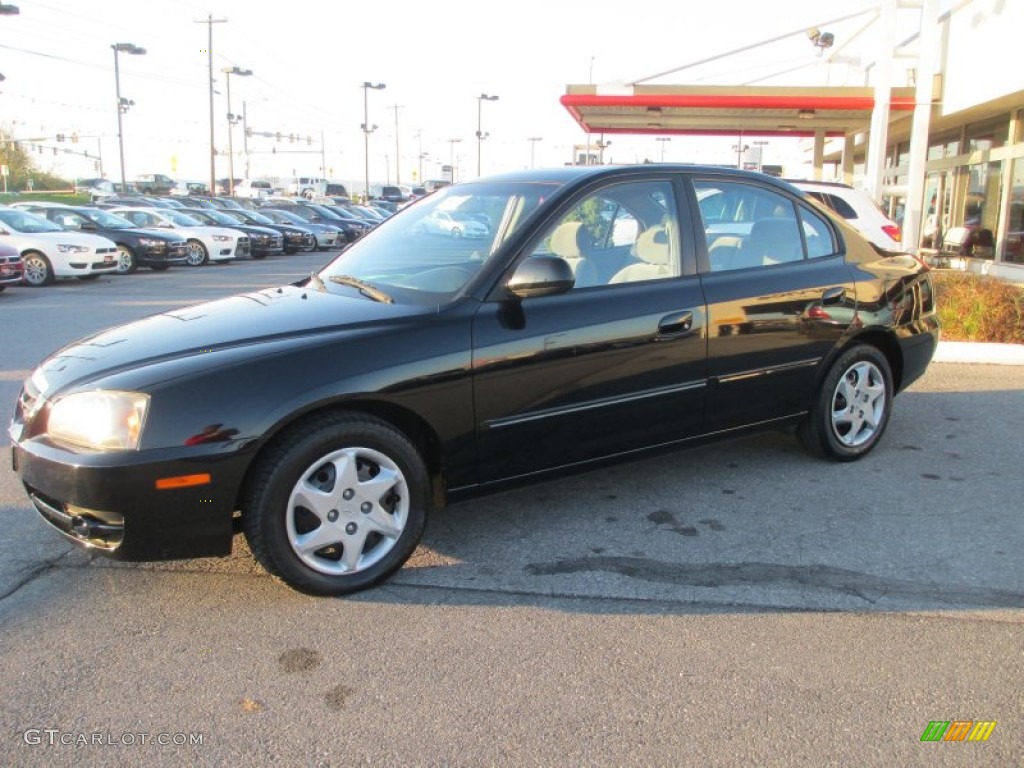 2006 Elantra GLS Sedan - Ebony Black / Gray photo #1