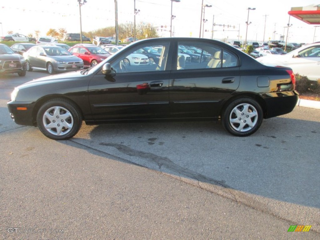 2006 Elantra GLS Sedan - Ebony Black / Gray photo #2