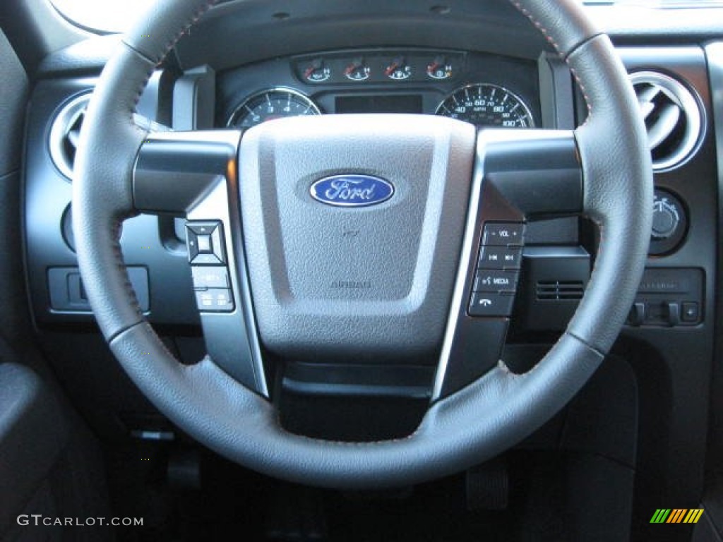 2013 Ford F150 FX4 SuperCrew 4x4 FX Sport Appearance Black/Red Steering Wheel Photo #73518141