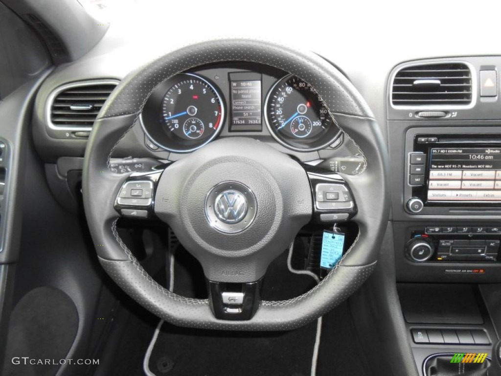 2012 Volkswagen Golf R 4 Door 4Motion R Titan Black Leather Steering Wheel Photo #73519731