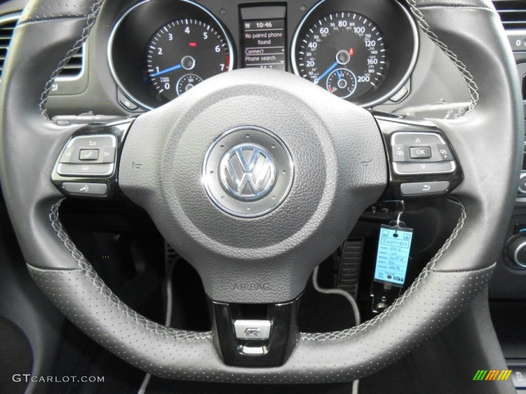 2012 Volkswagen Golf R 4 Door 4Motion R Titan Black Leather Steering Wheel Photo #73519764