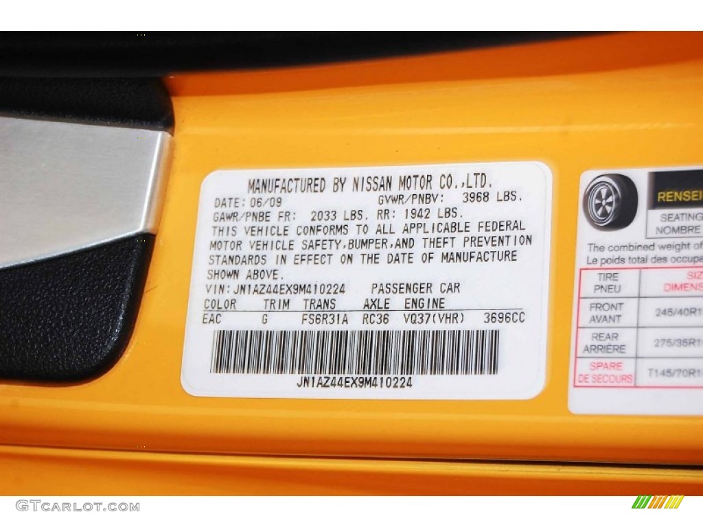 2009 370Z Color Code EAC for Chicane Yellow Photo #73524884