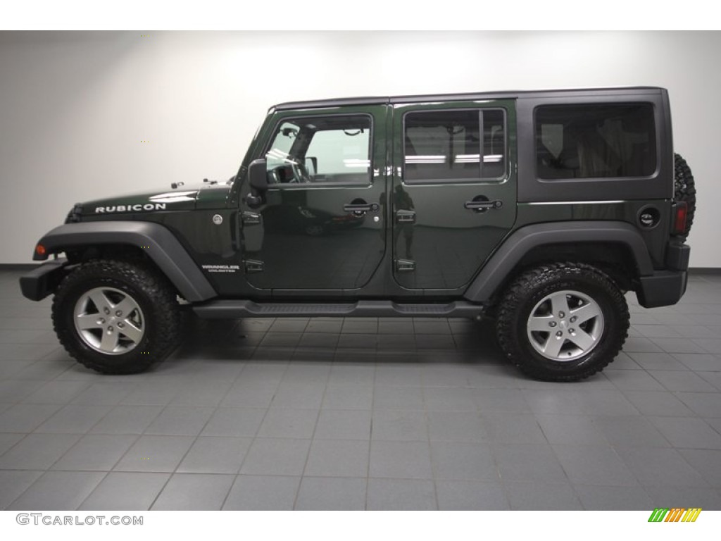 2012 Wrangler Unlimited Rubicon 4x4 - Natural Green Pearl / Black photo #2
