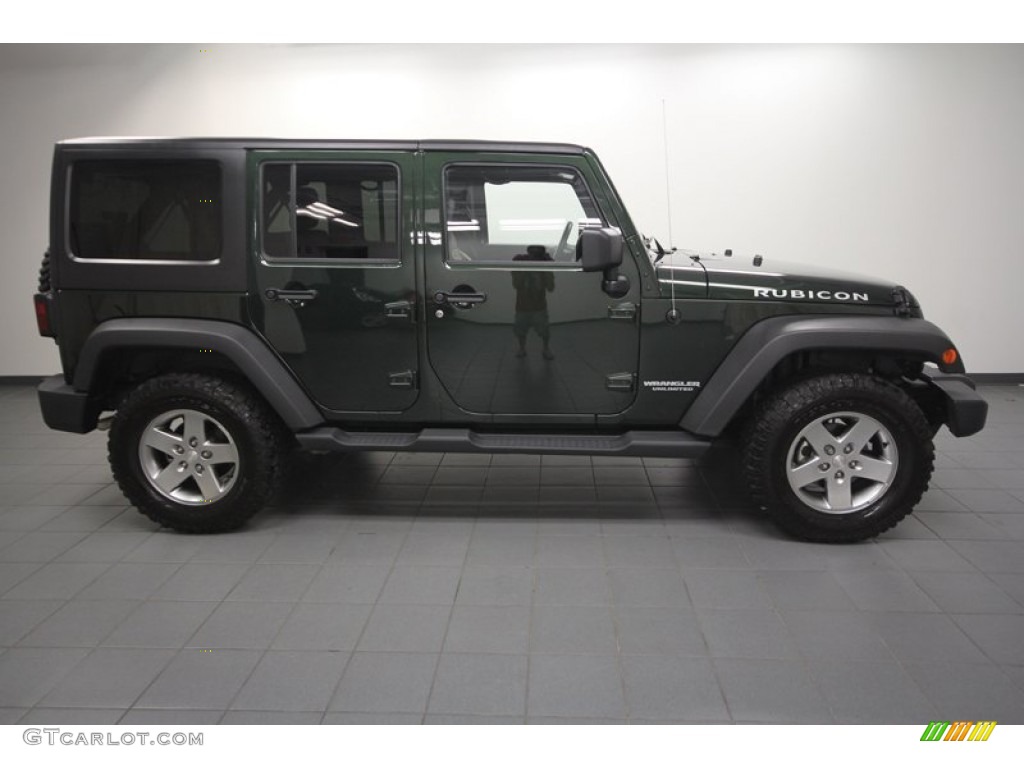 2012 Wrangler Unlimited Rubicon 4x4 - Natural Green Pearl / Black photo #7
