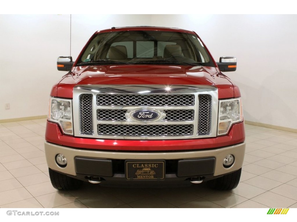 2010 F150 Lariat SuperCab 4x4 - Red Candy Metallic / Tan photo #2