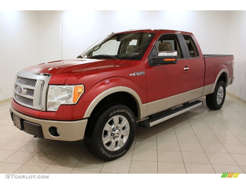 2010 F150 Lariat SuperCab 4x4 - Red Candy Metallic / Tan photo #3