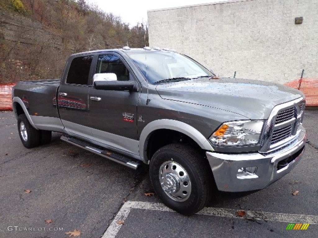 Mineral Gray Pearl 2012 Dodge Ram 3500 HD Laramie Crew Cab 4x4 Dually Exterior Photo #73536702