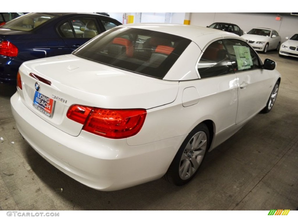 2012 3 Series 328i Convertible - Mineral White Metallic / Coral Red/Black photo #4