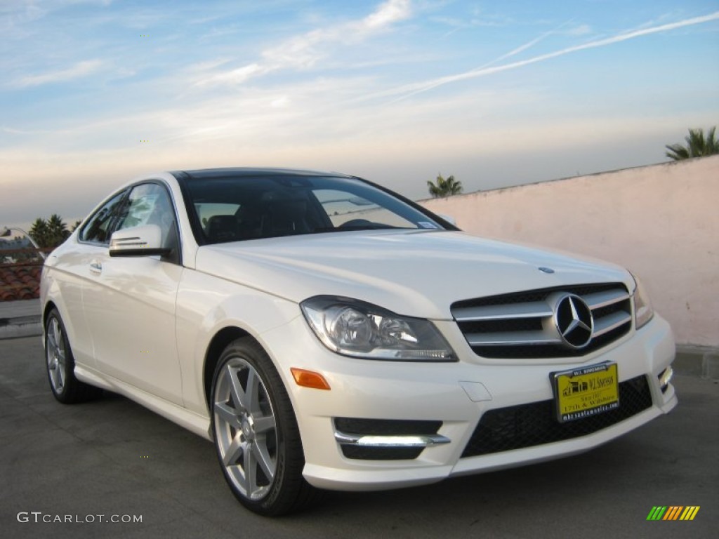 2013 C 250 Coupe - Diamond White Metallic / Black photo #1