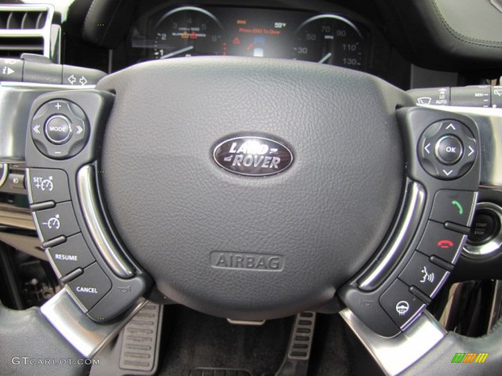 2010 Land Rover Range Rover Supercharged Jet Black/Ivory White Steering Wheel Photo #73546061