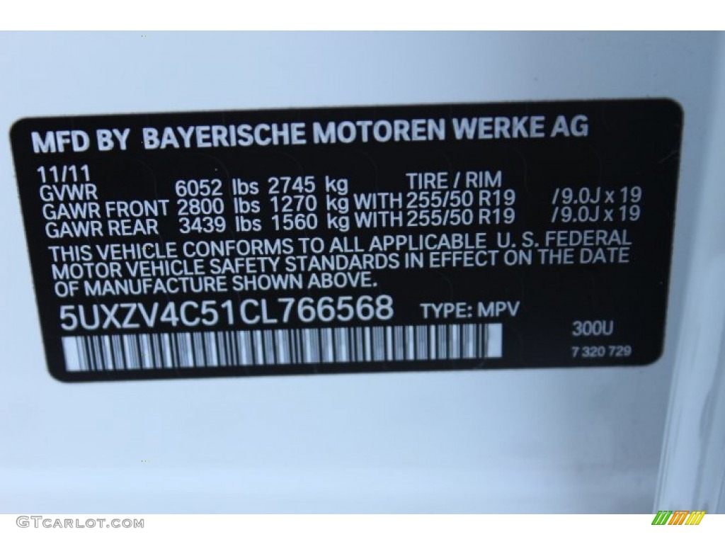 2012 X5 Color Code 300 for Alpine White Photo #73547081