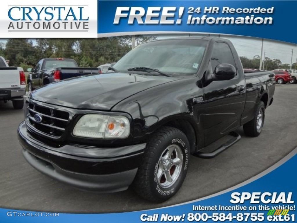 2002 F150 Sport Regular Cab - Black / Medium Graphite photo #1