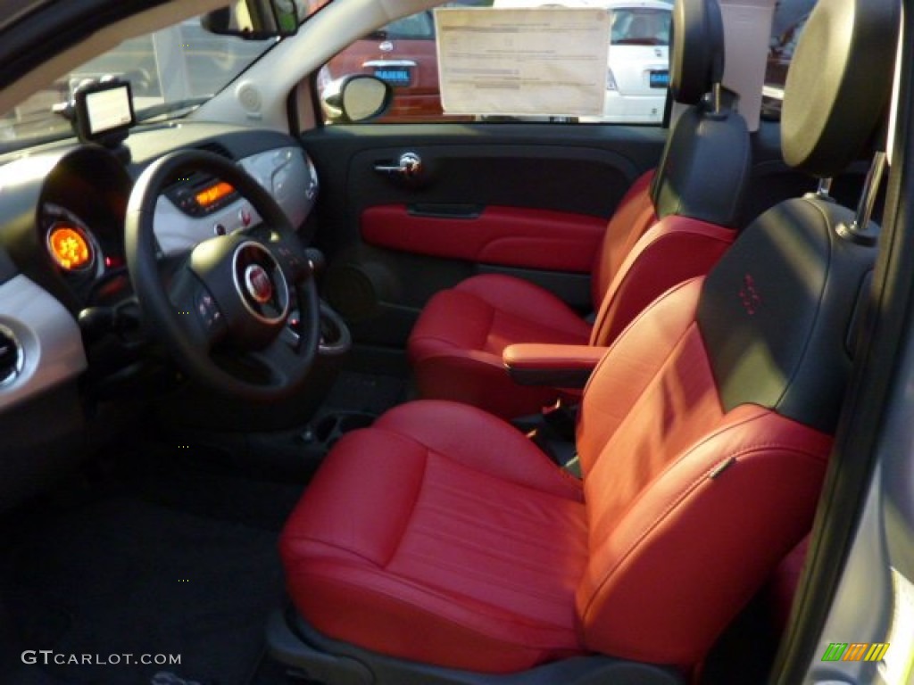 2012 500 c cabrio Lounge - Argento (Silver) / Pelle Rosso/Nera (Red/Black) photo #9
