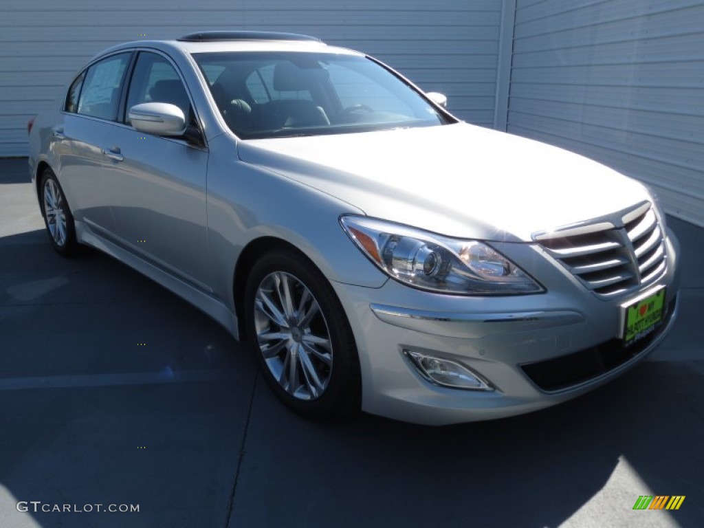 2012 Genesis 3.8 Sedan - Platinum Silver Metallic / Jet Black photo #1