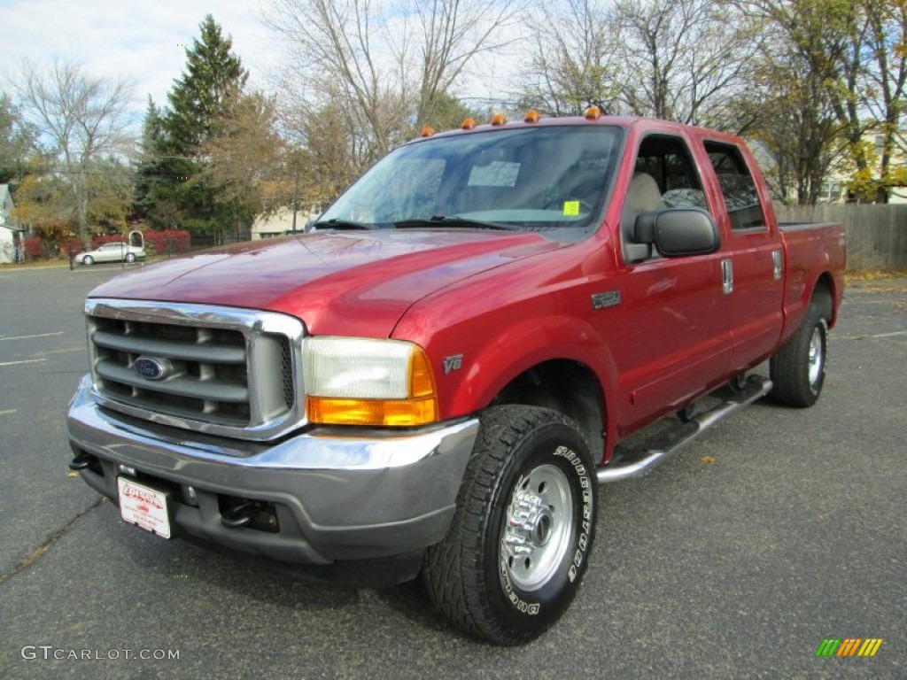 2001 F250 Super Duty XLT Super Crew 4x4 - Toreador Red Metallic / Medium Graphite photo #2
