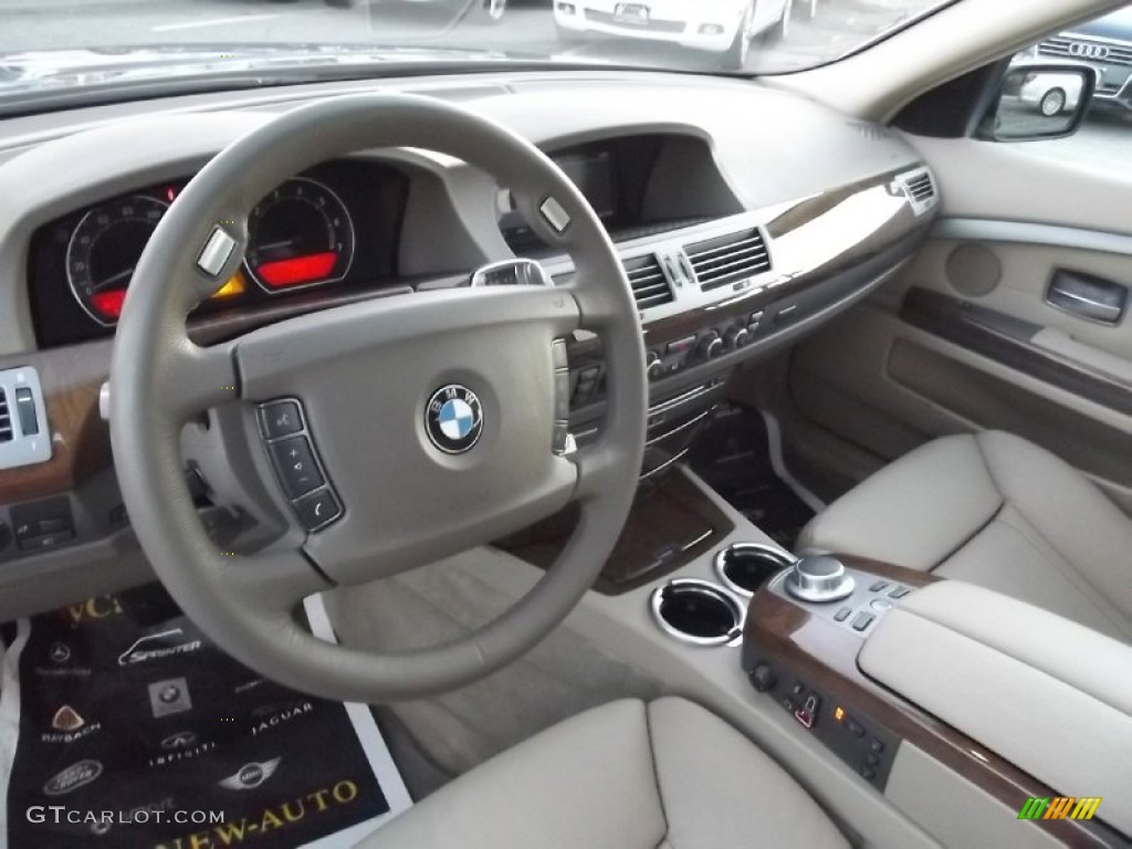 Cream Beige Interior 2007 BMW 7 Series 750Li Sedan Photo #73555156
