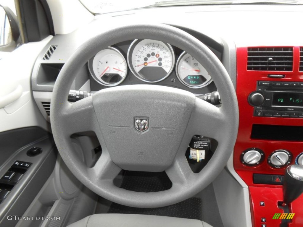 2007 Dodge Caliber SXT Pastel Slate Gray/Red Steering Wheel Photo #73556810
