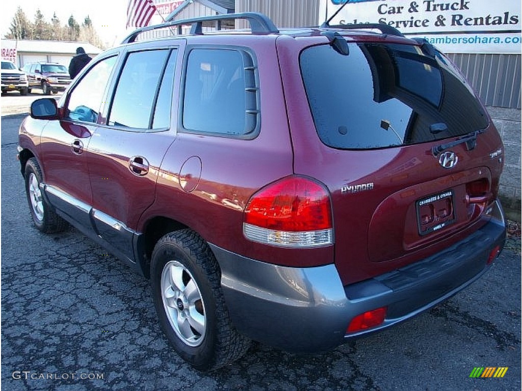 2005 Santa Fe GLS 4WD - Merlot Dark Red / Gray photo #9