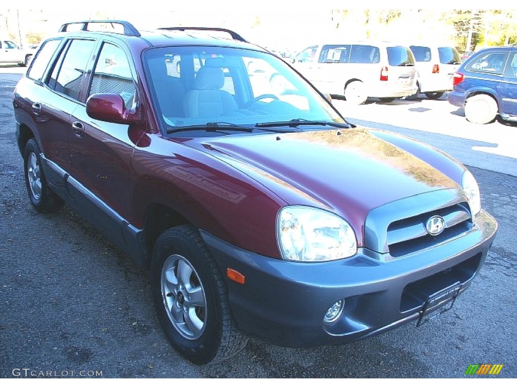 2005 Santa Fe GLS 4WD - Merlot Dark Red / Gray photo #14