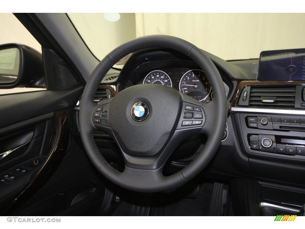 2013 BMW 3 Series 335i Sedan Black Steering Wheel Photo #73561571