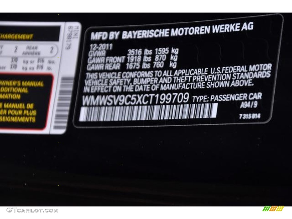 2012 Cooper Color Code A94 for Midnight Black Metallic Photo #73567271