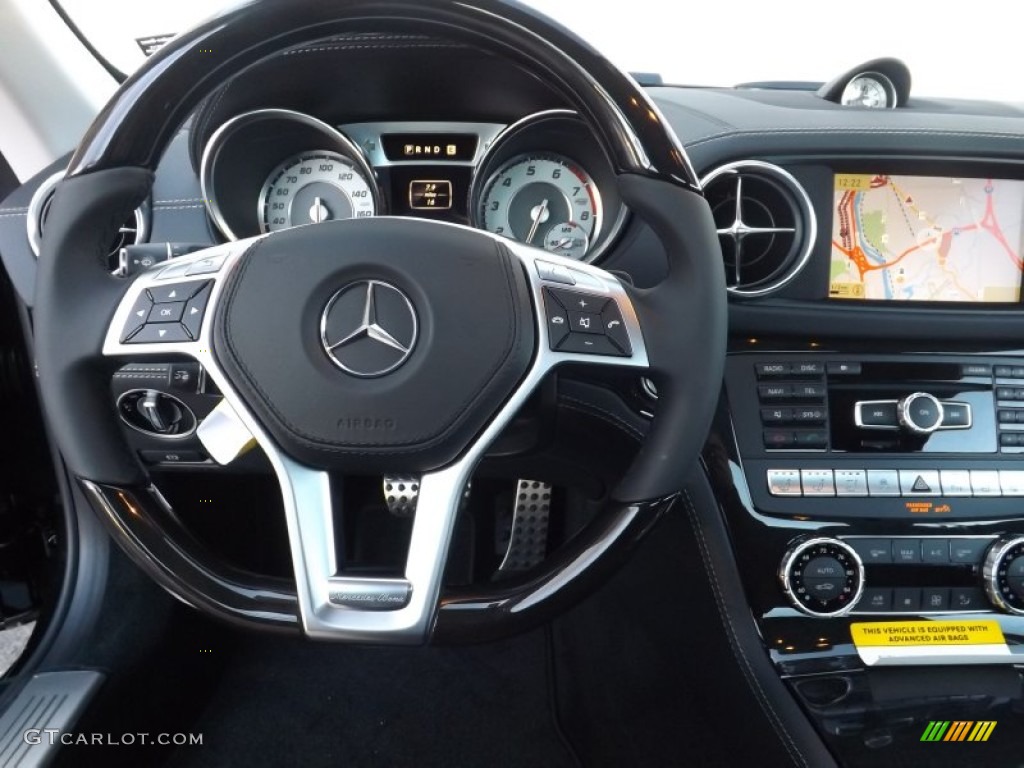 2013 Mercedes-Benz SL 550 Roadster Black Steering Wheel Photo #73575094