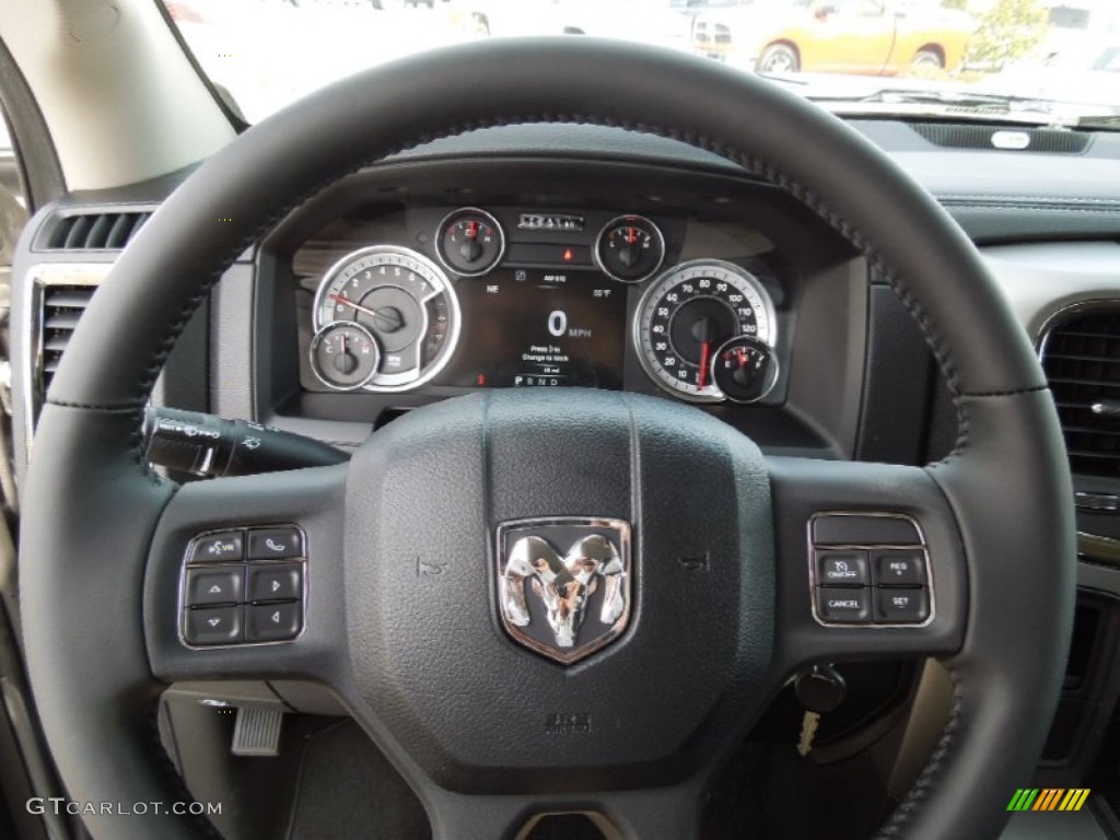 2013 Ram 1500 Sport Crew Cab Black Steering Wheel Photo #73576934