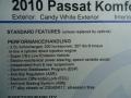  2010 Passat Komfort Sedan Window Sticker