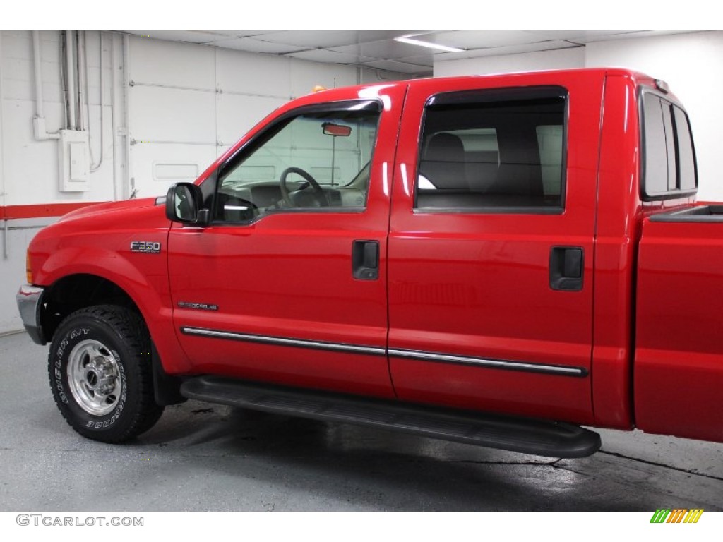 2000 F350 Super Duty Lariat Crew Cab 4x4 - Red / Medium Parchment photo #10