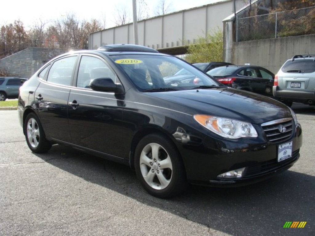 2009 Elantra GLS Sedan - Black Pearl / Gray photo #3