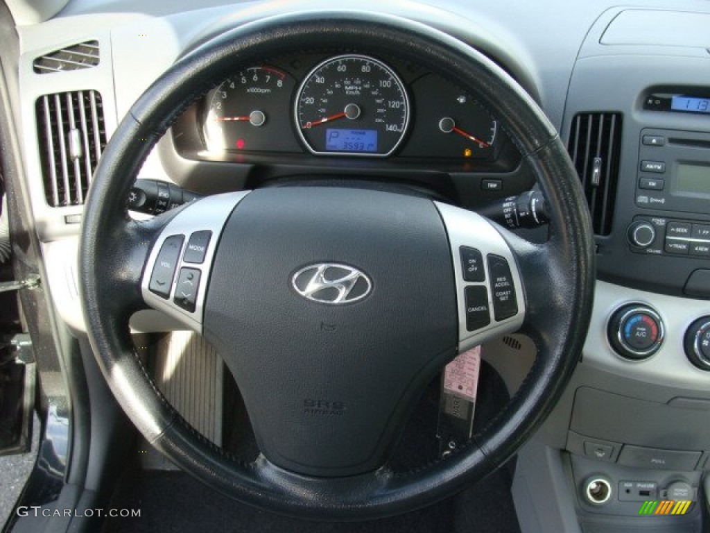 2009 Elantra GLS Sedan - Black Pearl / Gray photo #13