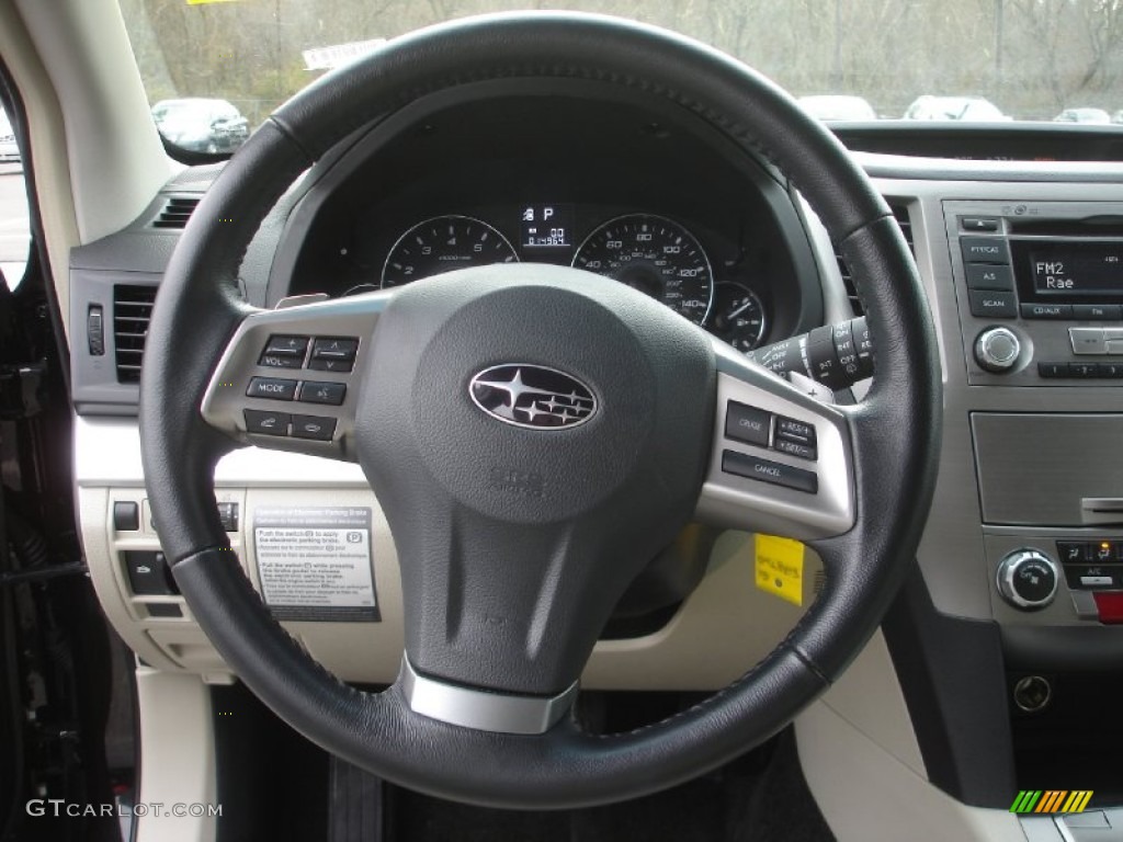 2012 Subaru Outback 2.5i Premium Warm Ivory Steering Wheel Photo #73596213