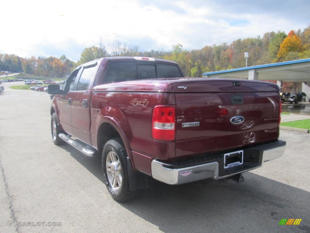 2005 F150 Lariat SuperCrew 4x4 - Dark Toreador Red Metallic / Black photo #4