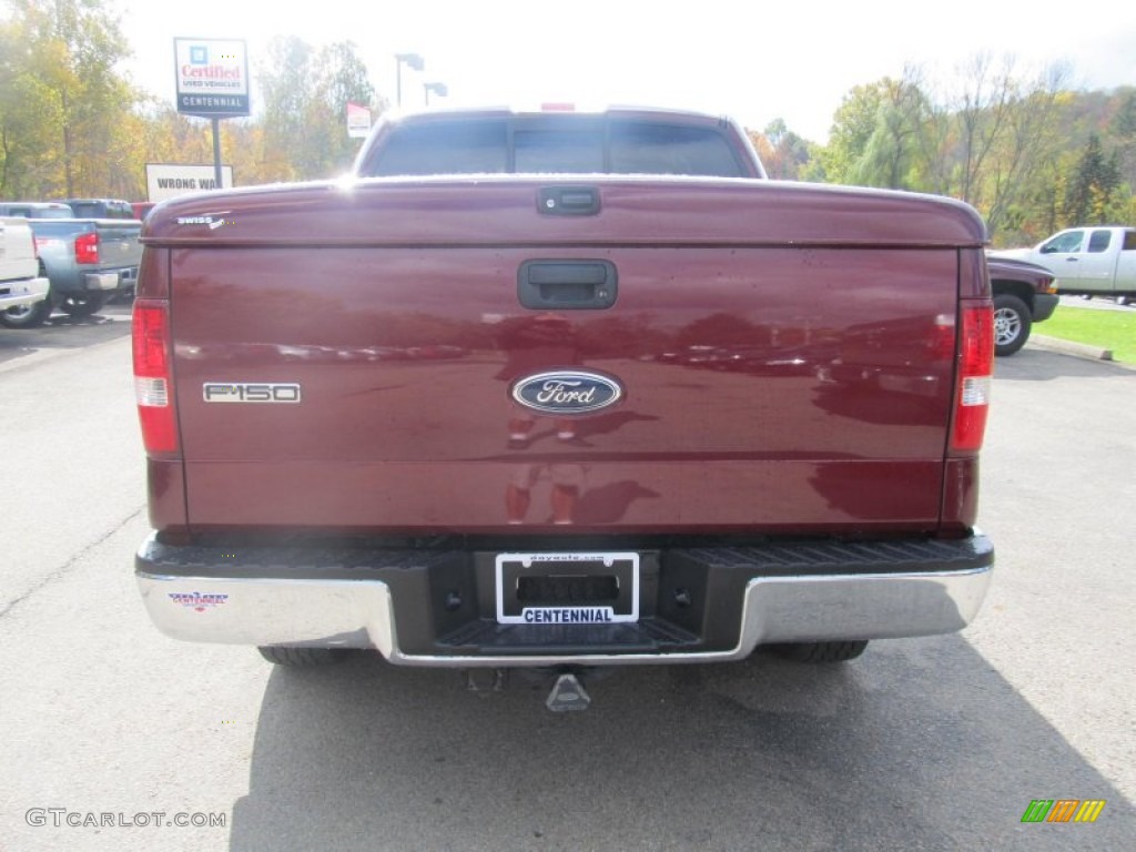 2005 F150 Lariat SuperCrew 4x4 - Dark Toreador Red Metallic / Black photo #5