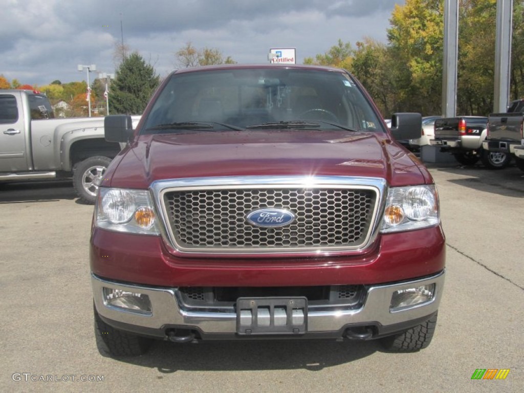 2005 F150 Lariat SuperCrew 4x4 - Dark Toreador Red Metallic / Black photo #10