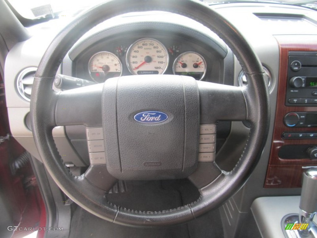 2005 Ford F150 Lariat SuperCrew 4x4 Black Steering Wheel Photo #73597989