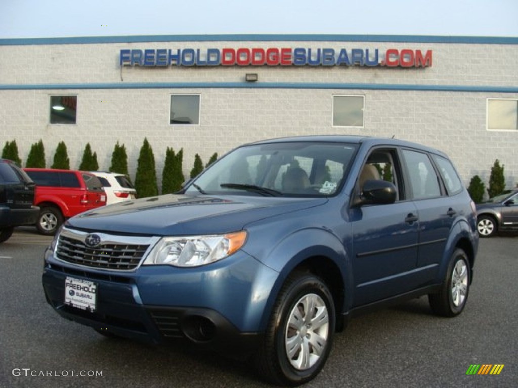 2009 Forester 2.5 X - Newport Blue Pearl / Platinum photo #1