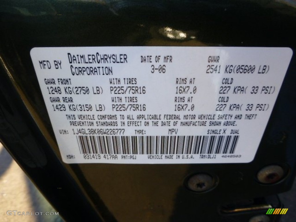 2006 Jeep Liberty Renegade 4x4 Color Code Photos