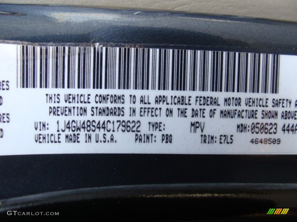 2004 Grand Cherokee Color Code PBQ for Steel Blue Pearl Photo #73599985